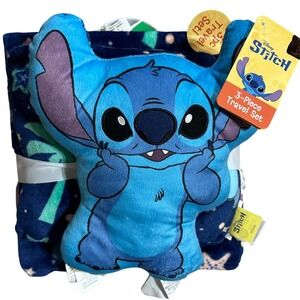 Disney Lilo & Stitch 3 Piece Travel Set Blanket Travel Pillow Shaped Pillow New